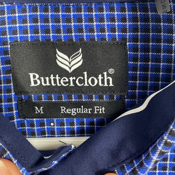 Buttercloth Men's Blue Checkered Shirt size medium - Picture 3 of 12